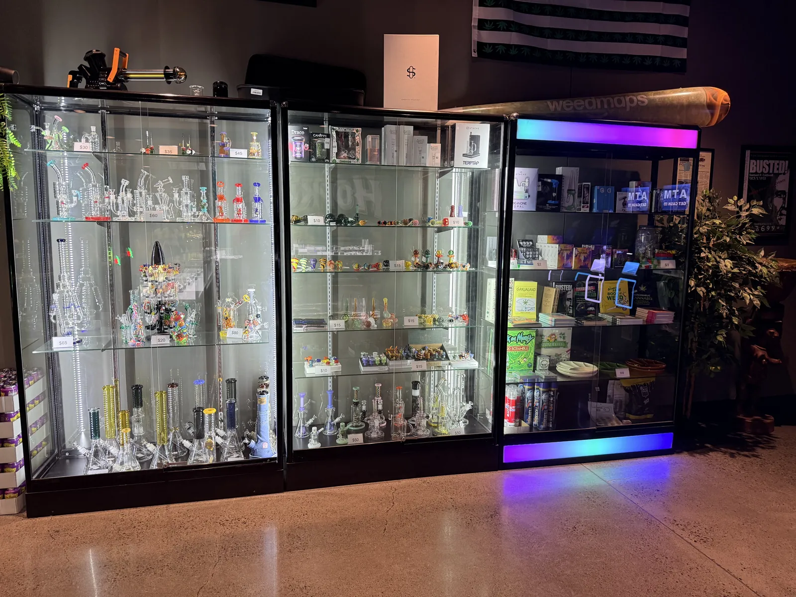 Glass Display Case with Cannabis Products Hopkins MN